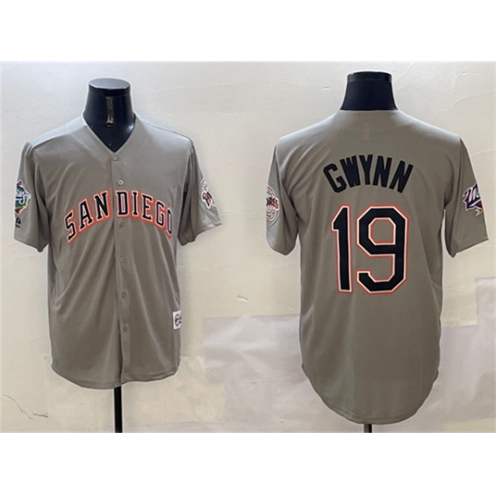 Men's San Diego Padres #19 Tony Gwynn Gray With Cool Base Stitched Jersey - Ujersey