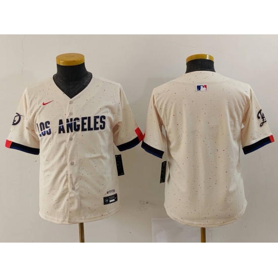 Youth Los Angeles Dodgers Blank Cream 2024 City Connect Limited Stitched Jersey - Ujersey