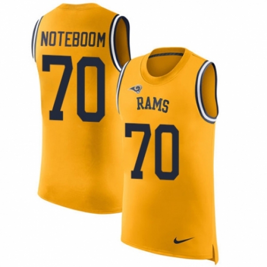 Men's Nike Los Angeles Rams #70 Joseph Noteboom Limited Gold Rush Player Name & Number Tank Top NFL Jersey - Ujersey