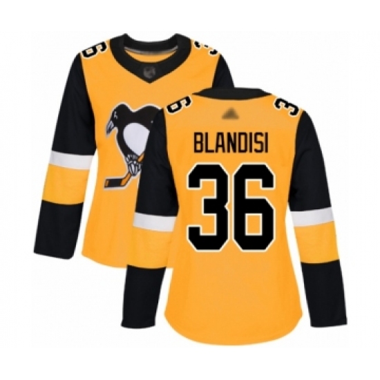 Women's Pittsburgh Penguins #36 Joseph Blandisi Authentic Gold Alternate Hockey Jersey - Ujersey