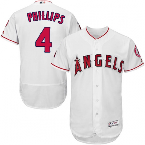 Men's Majestic Los Angeles Angels of Anaheim #4 Brandon Phillips White Flexbase Authentic Collection MLB Jersey - Ujersey