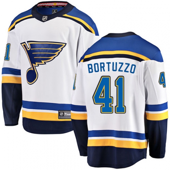Youth St. Louis Blues #41 Robert Bortuzzo Fanatics Branded White Away Breakaway NHL Jersey - Ujersey