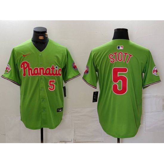 Men's Philadelphia Phillies #5 Bryson Stott Number Green With Stitched Cool Base Nike Jersey - Ujersey