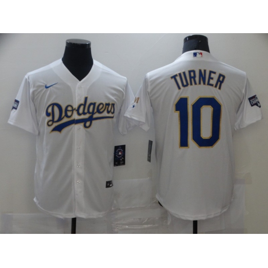 Men's Nike Los Angeles Dodgers #10 Justin Turner White Game Champions Jersey - Ujersey