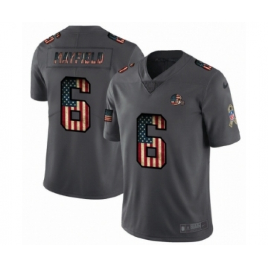 Men's Cleveland Browns #6 Baker Mayfield Limited Black USA Flag 2019 Salute To Service Football Jersey - Ujersey
