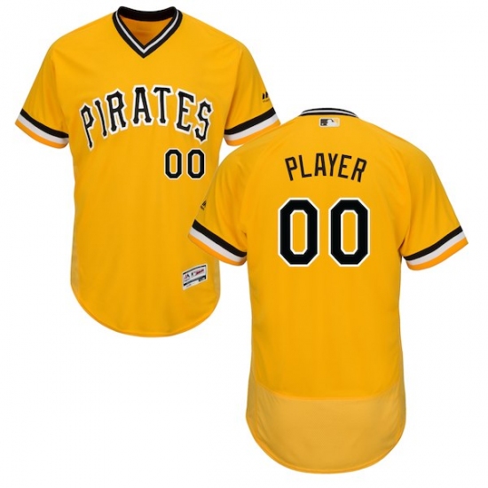 Men's Pittsburgh Pirates Majestic Alternate Gold Flex Base Authentic Collection Custom Jersey - Ujersey