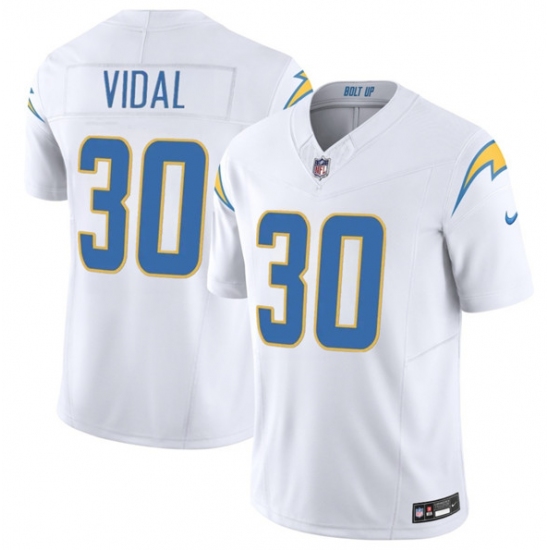 Men's Los Angeles Chargers #30 Kimani Vidal White 2025 F.U.S.E. Vapor Limited Football Stitched Jersey - Ujersey