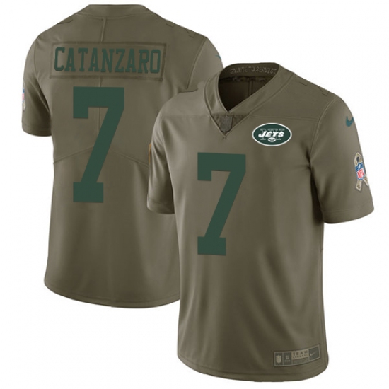 Men's Nike New York Jets #7 Chandler Catanzaro Limited Olive 2017 Salute to Service NFL Jersey - Ujersey