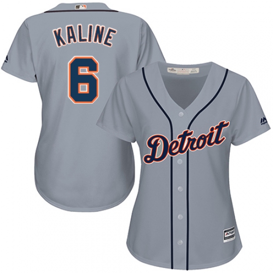 Women's Majestic Detroit Tigers #6 Al Kaline Authentic Grey Road Cool Base MLB Jersey - Ujersey