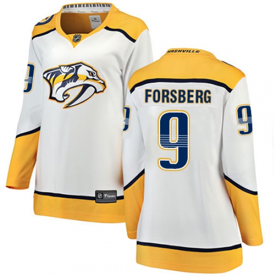 Women's Nashville Predators #9 Filip Forsberg Fanatics Branded White Away Breakaway NHL Jersey - Ujersey