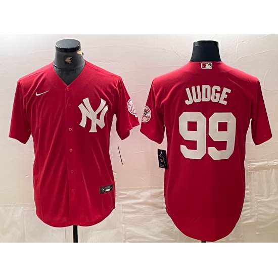Men's New York Yankees #99 Aaron Judge Red Fashion Cool Base Jersey - Ujersey