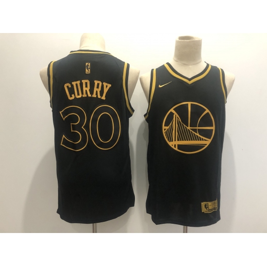 Men's Golden State Warriors #30 Stephen Curry Nike Black Gold Swingman Player Jersey - Ujersey