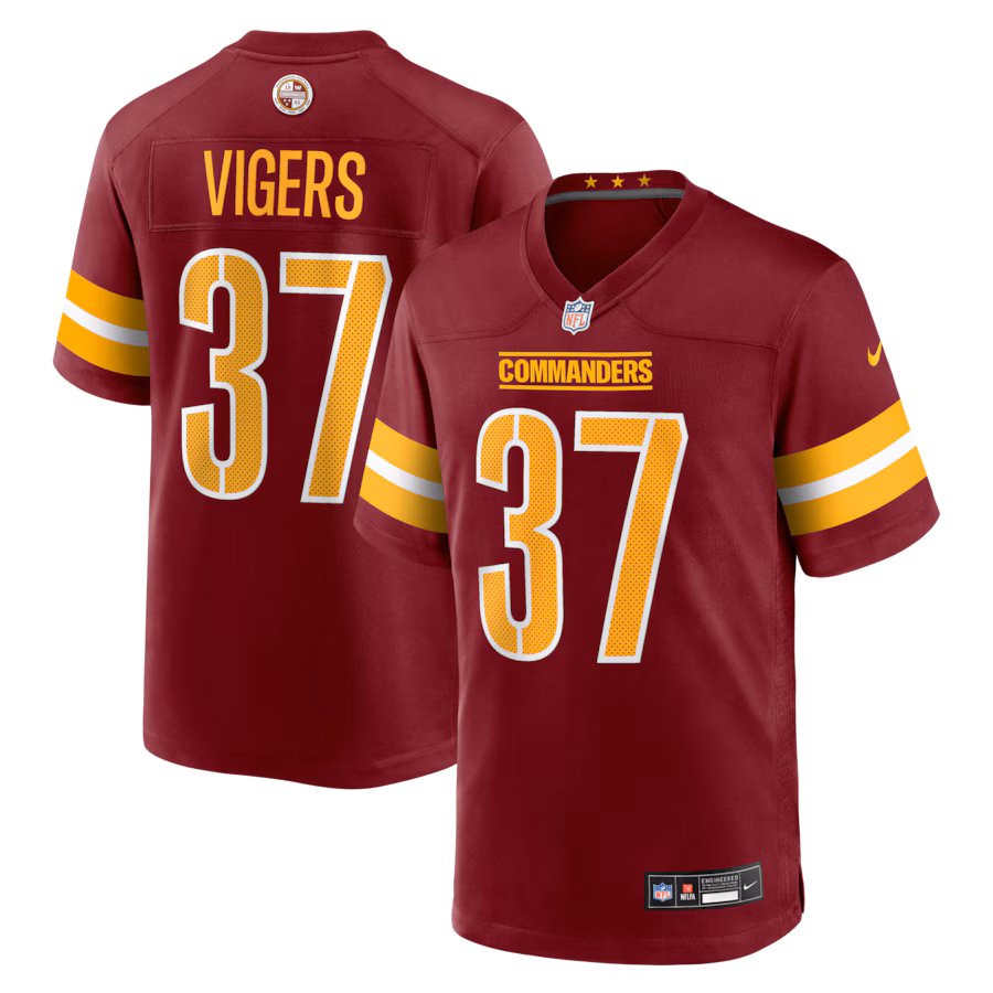 Men's Washington Commanders Car'lin Vigers Nike Burgundy Team Game Jersey - Ujersey