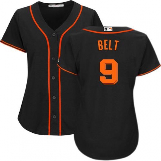 Women's Majestic San Francisco Giants #9 Brandon Belt Authentic Black Alternate Cool Base MLB Jersey - Ujersey