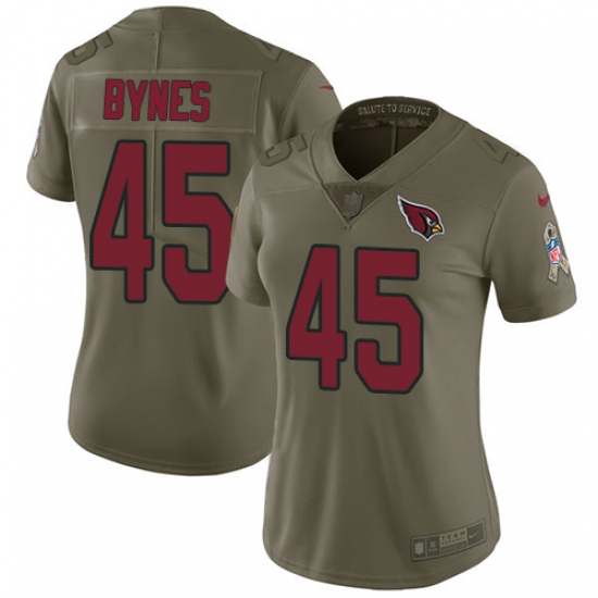 Women's Nike Arizona Cardinals #45 Josh Bynes Limited Olive 2017 Salute to Service NFL Jersey - Ujersey
