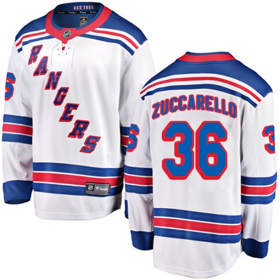 Youth New York Rangers #36 Mats Zuccarello Fanatics Branded White Away Breakaway NHL Jersey - Ujersey