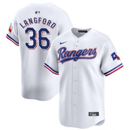 Men's Texas Rangers #36 Wyatt Langford White 2024 Gold Collection Cool Base Baseball Stitched Jersey - Ujersey