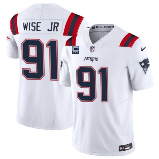 Men's New England Patriots #91 Deatrich Wise Jr White F.U.S.E. With 3-Star C Vapor Limited Stitched Football Jersey - Ujersey