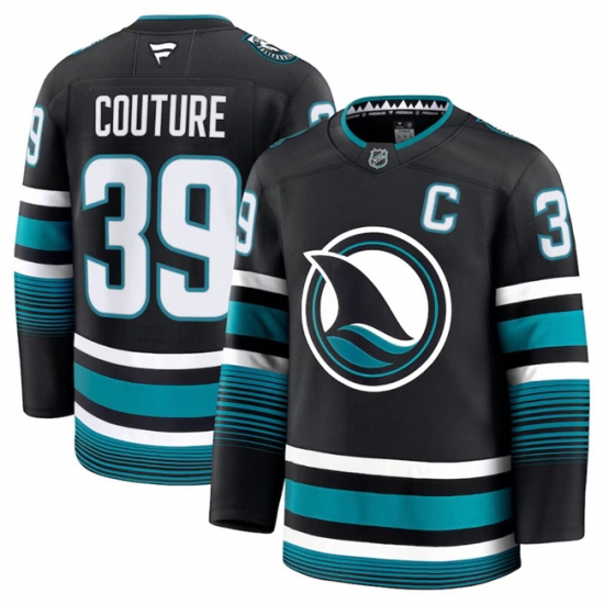 Men's San Jose Sharks #39 Logan Couture Black 2024-25 Alternate Stitched Hockey Jersey - Ujersey