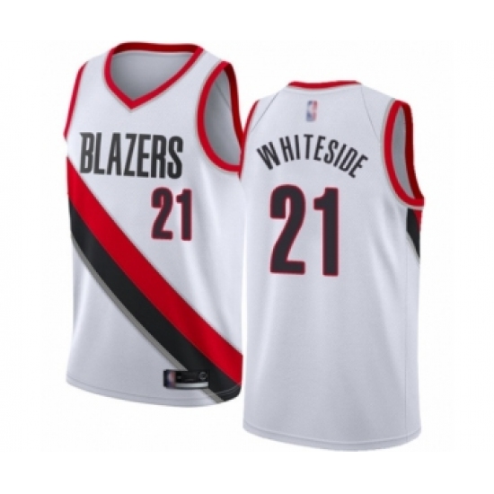 Men's Portland Trail Blazers #21 Hassan Whiteside Authentic White Basketball Jersey - Association Edition - Ujersey