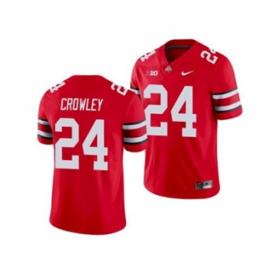 Men's Ohio State Buckeyes Marcus Crowley 24 Scarlet Game Football Jersey - Ujersey