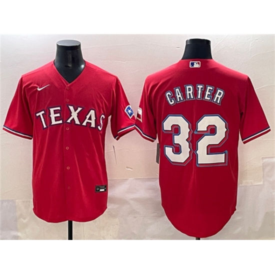 Men's Texas Rangers #32 Evan Carter Red Cool Base Stitched Baseball Jersey