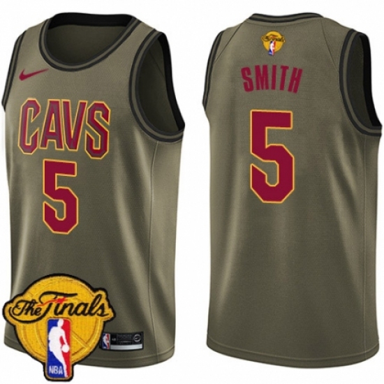 Men's Nike Cleveland Cavaliers #5 J.R. Smith Swingman Green Salute to Service 2018 NBA Finals Bound NBA Jersey - Ujersey