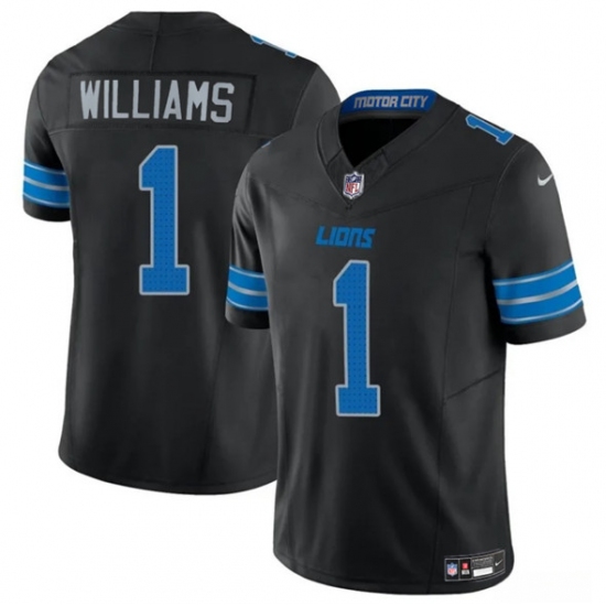 Men's Detroit Lions #1 Jameson Williams Black 2025 F.U.S.E. Vapor Limited Football Stitched Jersey - Ujersey