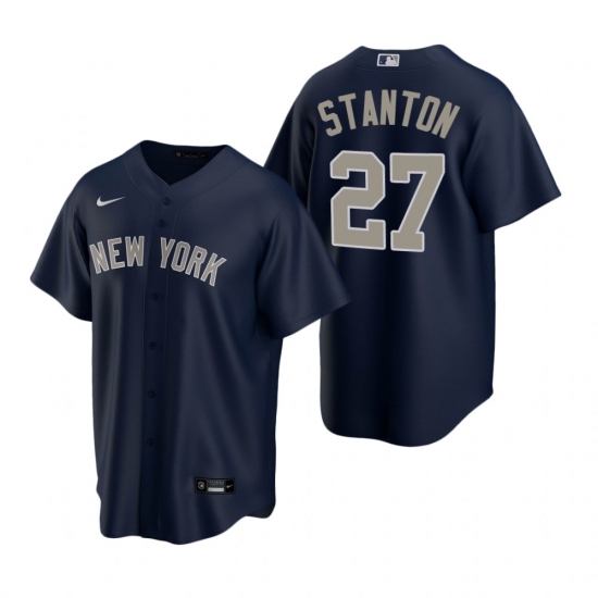 Men's Nike New York Yankees #27 Giancarlo Stanton Navy Alternate Stitched Baseball Jersey - Ujersey