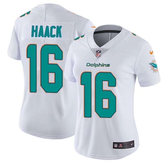 Women's Nike Miami Dolphins #16 Matt Haack White Vapor Untouchable Elite Player NFL Jersey - Ujersey