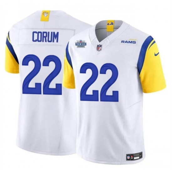 Men's Los Angeles Rams #22 Blake Corum White 2024 With Dradt F.U.S.E Vapor Untouchable Stitched Football Jersey - Ujersey