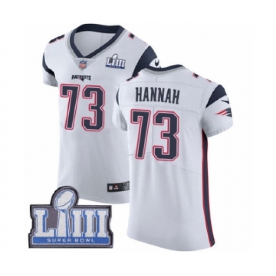Men's Nike New England Patriots #73 John Hannah White Vapor Untouchable Elite Player Super Bowl LIII Bound NFL Jersey - Ujersey