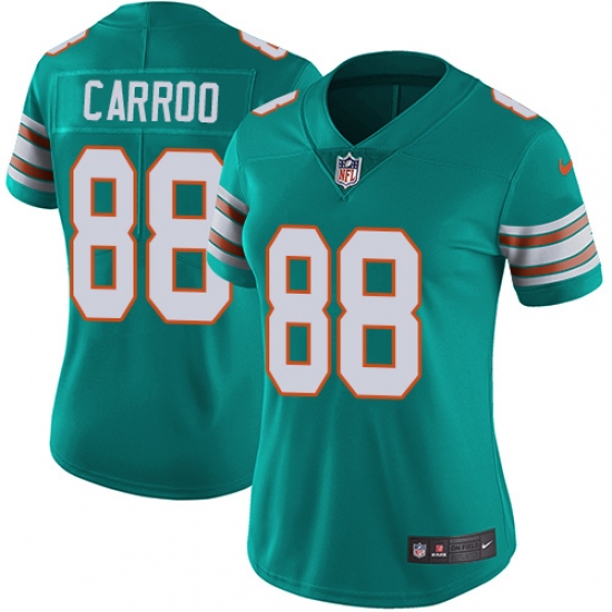Women's Nike Miami Dolphins #88 Leonte Carroo Aqua Green Alternate Vapor Untouchable Limited Player NFL Jersey - Ujersey