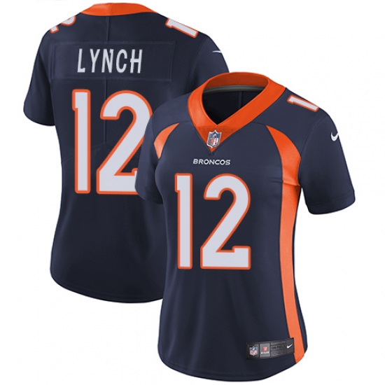 Women's Nike Denver Broncos #12 Paxton Lynch Navy Blue Alternate Vapor Untouchable Limited Player NFL Jersey - Ujersey