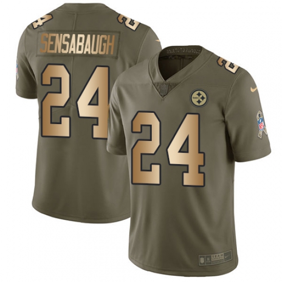 Men's Nike Pittsburgh Steelers #24 Coty Sensabaugh Limited Olive/Gold 2017 Salute to Service NFL Jersey - Ujersey