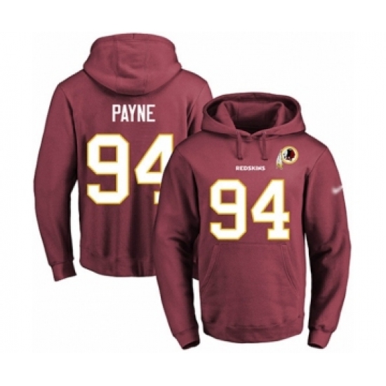 Football Men's Washington Redskins #94 Da'Ron Payne Burgundy Red Name & Number Pullover Hoodie - Ujersey