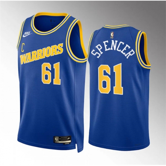 Men's Golden State Warriors #61 Pat Spencer Blue Classic Edition Stitched Basketball Jersey - Ujersey