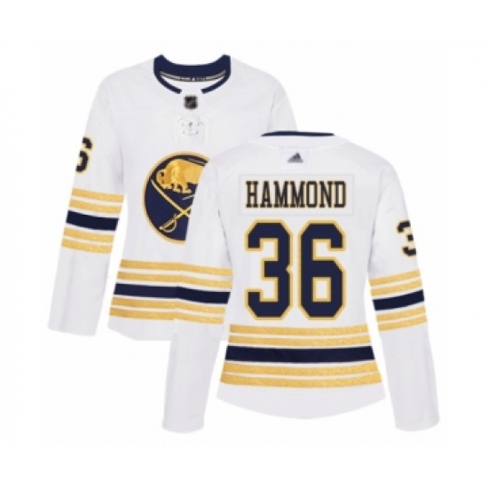 Women's Buffalo Sabres #36 Andrew Hammond Authentic White 50th Season Hockey Jersey - Ujersey