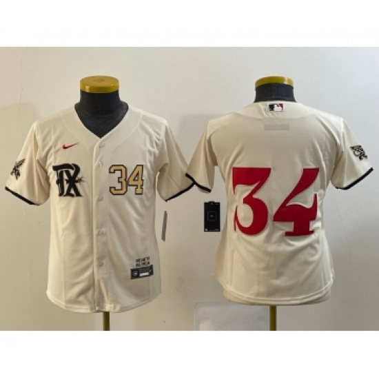 Women's Texas Rangers #34 Nolan Ryan Number Cream 2023 City Connect Stitched Baseball Jersey - Ujersey