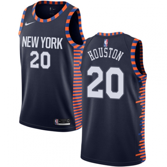 Men's Nike New York Knicks #20 Allan Houston Swingman Navy Blue NBA Jersey - 2018 19 City Edition - Ujersey