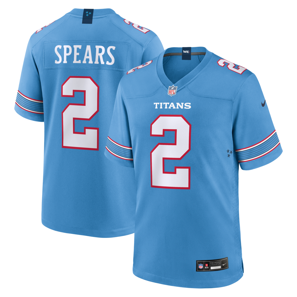 Men's Tennessee Titans Tyjae Spears Nike Light Blue Game Jersey - Ujersey