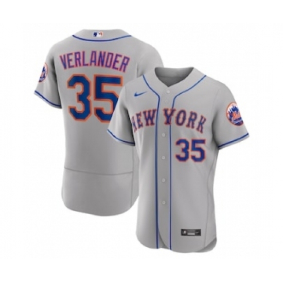 Men's New York Mets #35 Justin Verlander Gray Flex Base Stitched Jersey - Ujersey