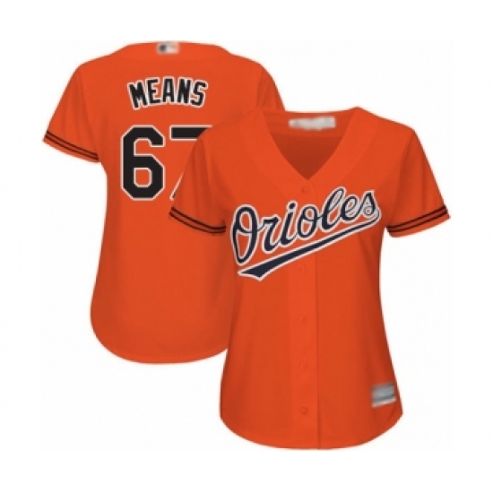Women's Baltimore Orioles #67 John Means Authentic Orange Alternate Cool Base Baseball Jersey - Ujersey
