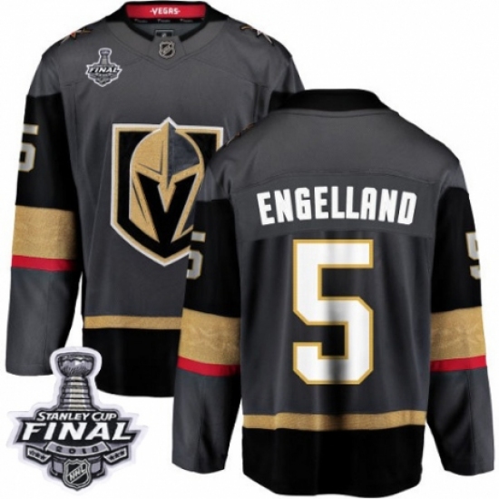 Youth Vegas Golden Knights #5 Deryk Engelland Authentic Black Home Fanatics Branded Breakaway 2018 Stanley Cup Final NHL Jersey - Ujersey