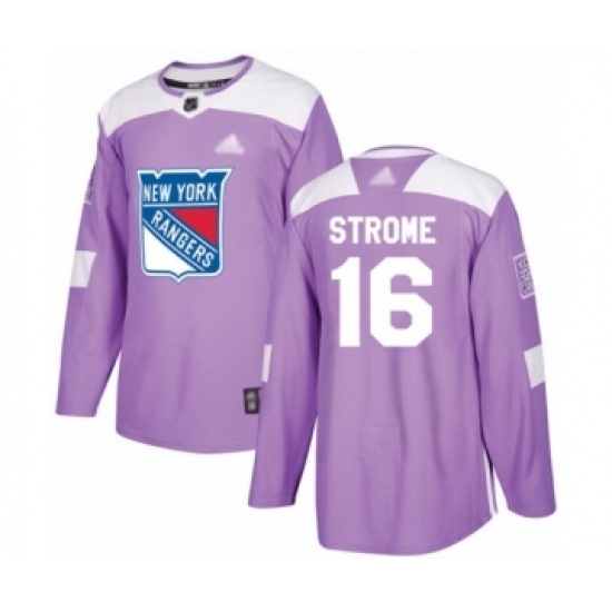Men's New York Rangers #16 Ryan Strome Authentic Purple Fights Cancer Practice Hockey Jersey - Ujersey