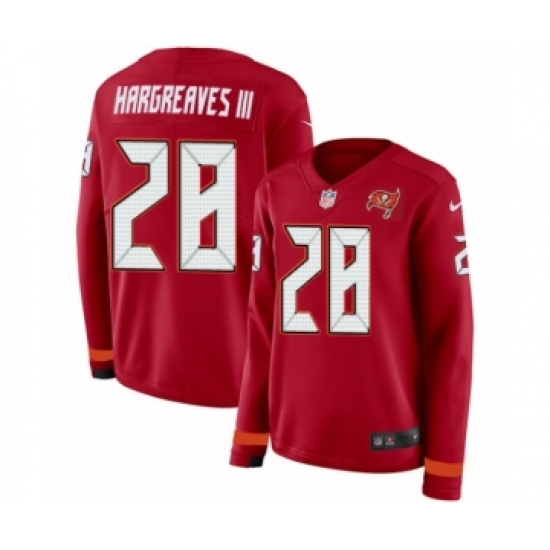 Women's Nike Tampa Bay Buccaneers #28 Vernon Hargreaves III Limited Red Therma Long Sleeve NFL Jersey - Ujersey