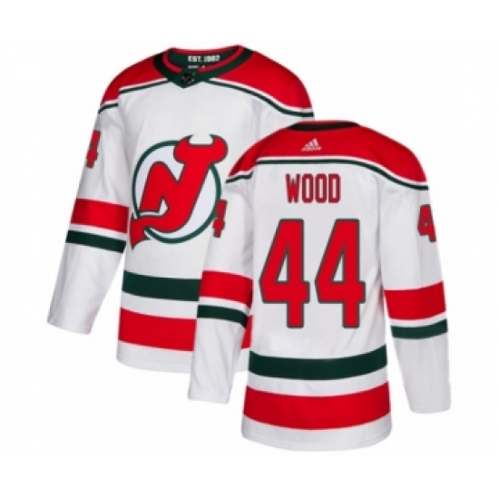 Youth Adidas New Jersey Devils #44 Miles Wood Authentic White Alternate NHL Jersey - Ujersey