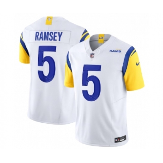 Men's Nike Los Angeles Rams #5 Jalen Ramsey White 2023 F.U.S.E. Vapor Untouchable Limited Football Stitched Jersey - Ujersey