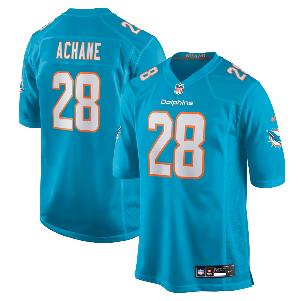 Men's Miami Dolphins De’Von Achane Nike Aqua Game Jersey - U-jersey