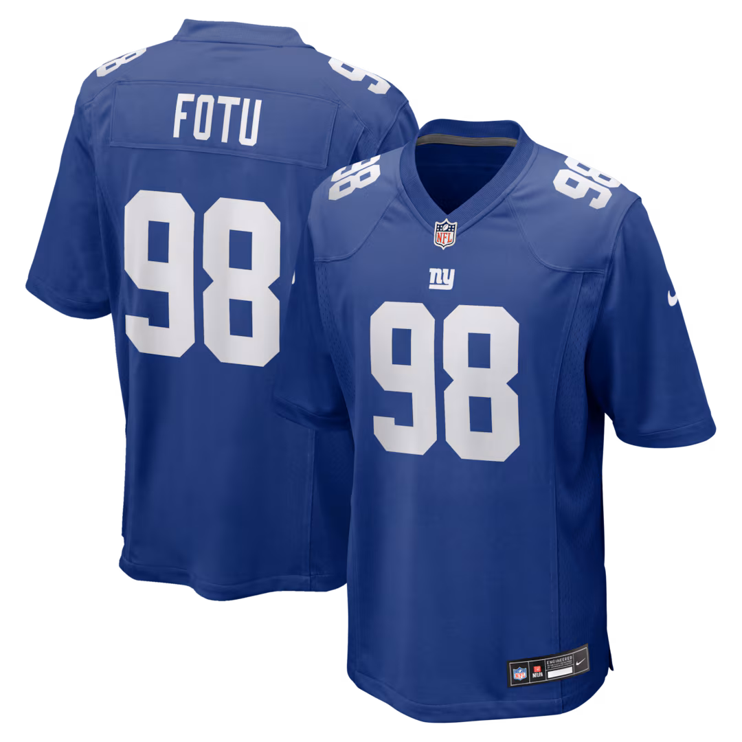 Men's New York Giants Leki Fotu Nike Royal Team Game Jersey - Ujersey